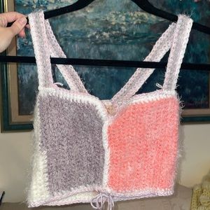 Handmade multicolor pastel crochet top